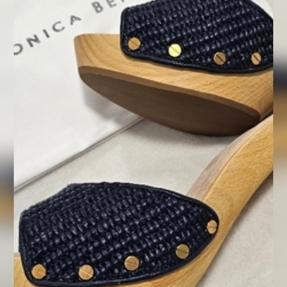 Veronica Beard Navy and Tan Mules - Picture 11 of 11